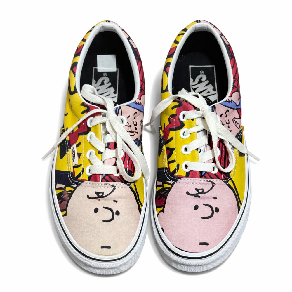 Women's Vans Peanuts Charlie Brown Sneakers Size 7 Yellow Pink - Picture 2 of 11